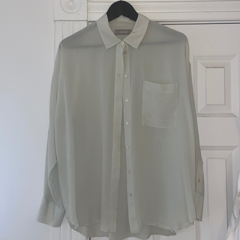 Everlane The Clean Silk Oversized Shirt 12 Mint
